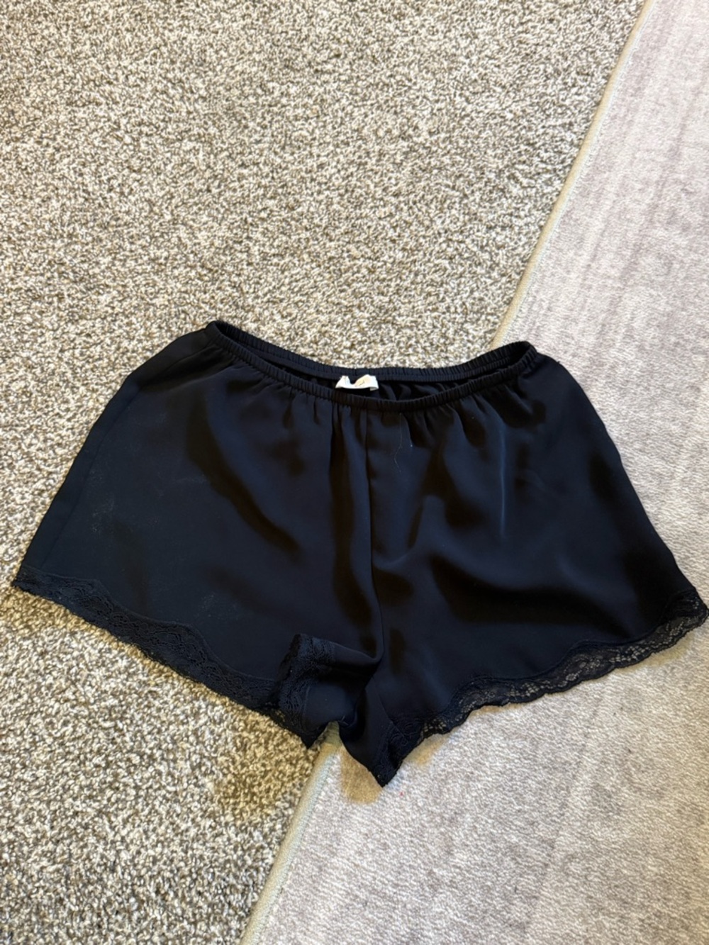 Aritzia Black Silky Lace-Trim Women's Shorts